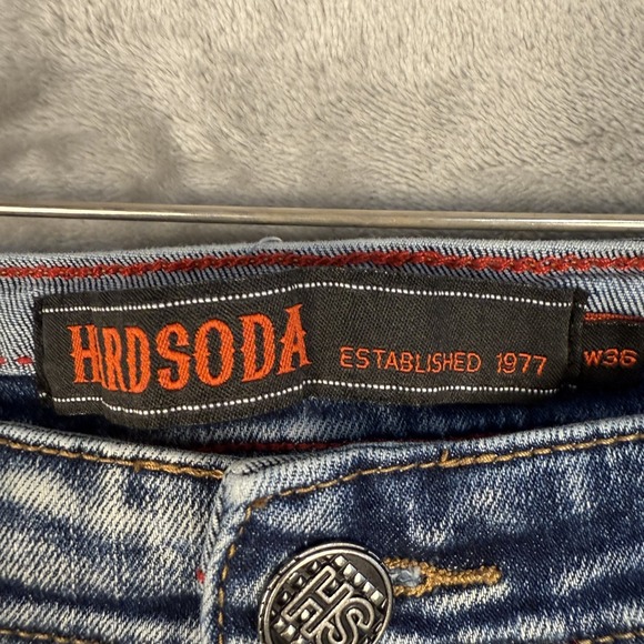 HARD SODA Men's Distressed Wash‎ Slim Fit Jeans W36 Blue Denim - Picture 6 of 8